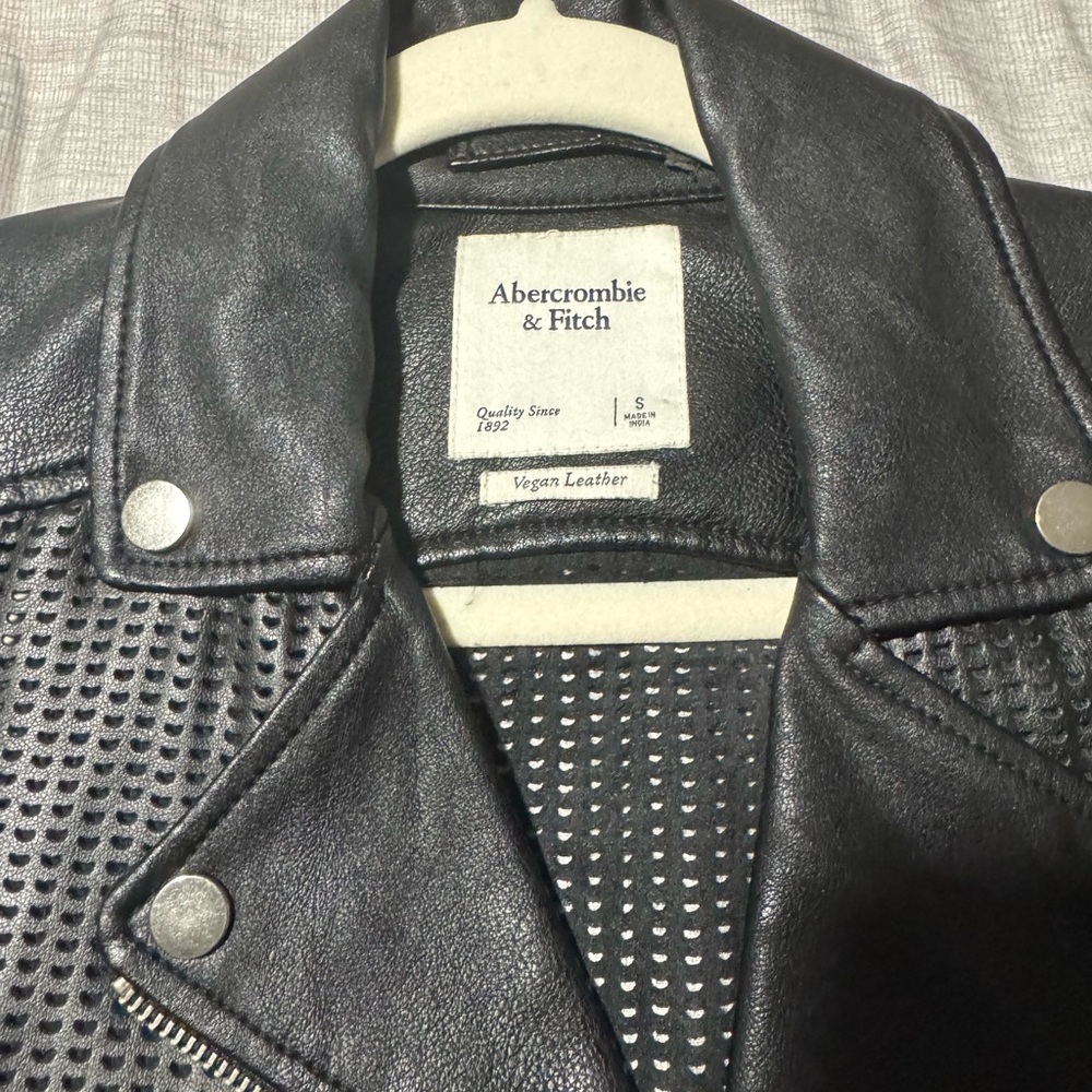 Abercrombie & Fitch Black Perforated Leather Jacket